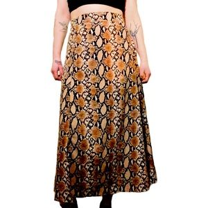 Snakeskin Print Maxi Midi Skirt